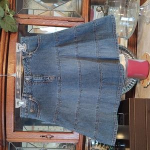 L.A.Blues Gathered Tiered Jean Skirt Medium Wash 6